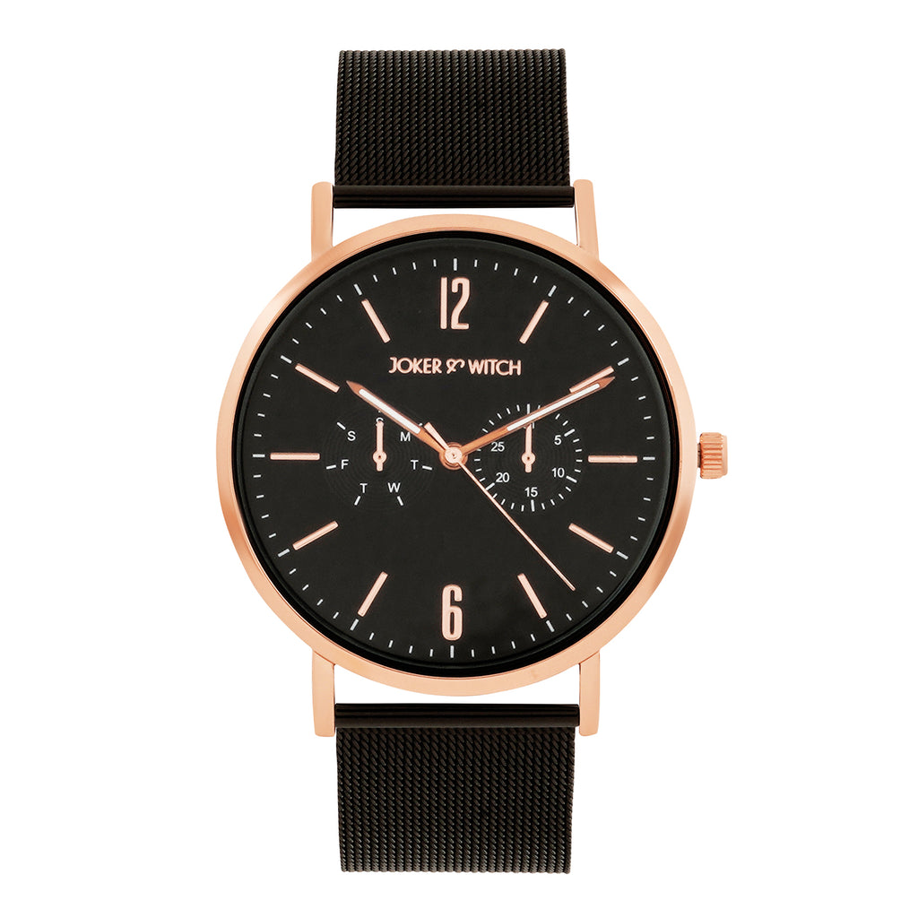 Agera Black Large Dial Mesh Strap Men's Watch