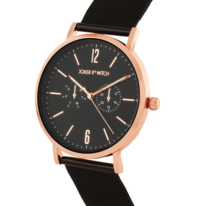 Agera Black Large Dial Mesh Strap Men's Watch