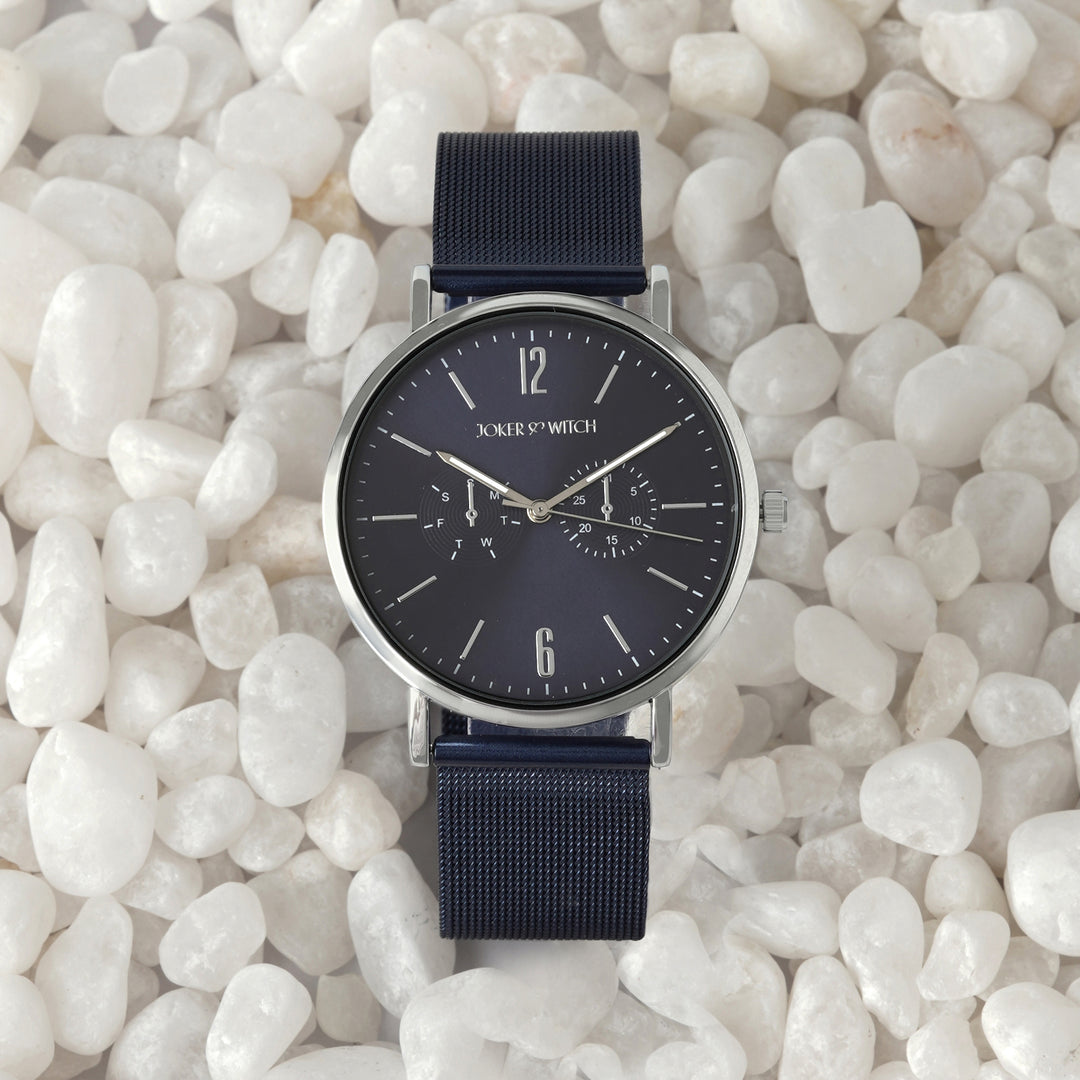 Agera Blue Large Dial Mesh Strap Men's Watch