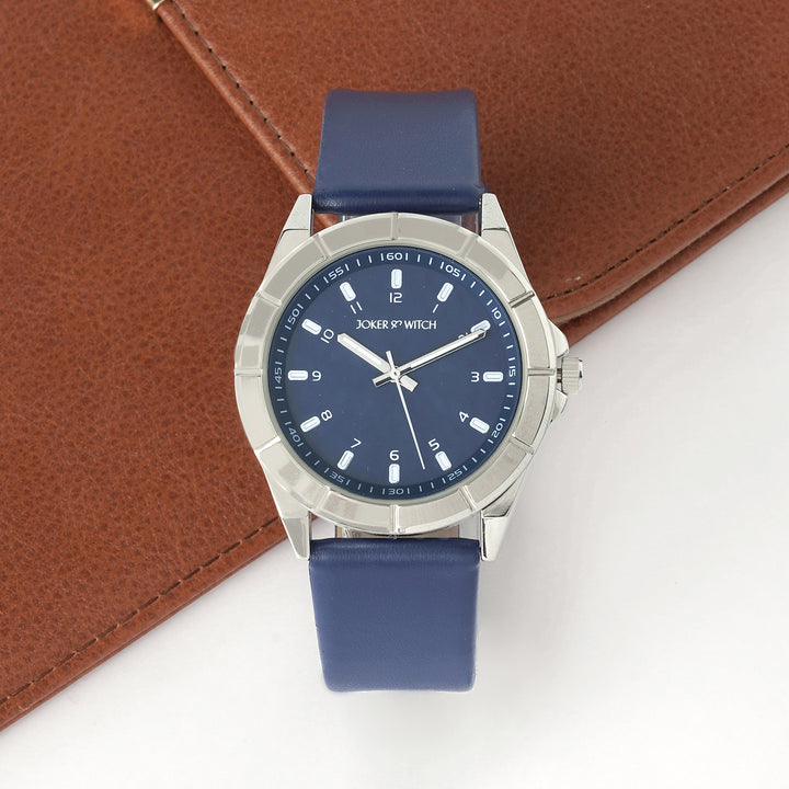 Zonda Blue Large Dial PU Strap Men's Watch