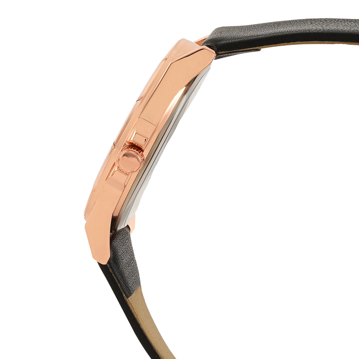 Zonda Rose Gold Black Large Dial PU Strap Men's Watch