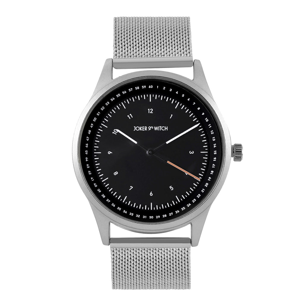 Montego Black XLarge Dial Silver Mesh Strap Men's Watch