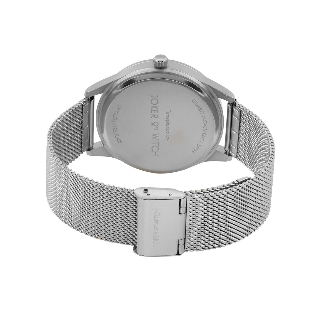 Joker & Witch Montego Black Dial Silver Mesh Strap Watch For Men