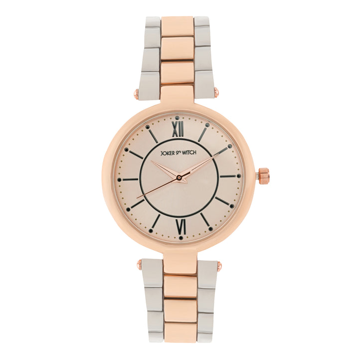 Milan Rose Gold Medium Dial Dual Tone Linked Chain Strap Women's Watch
