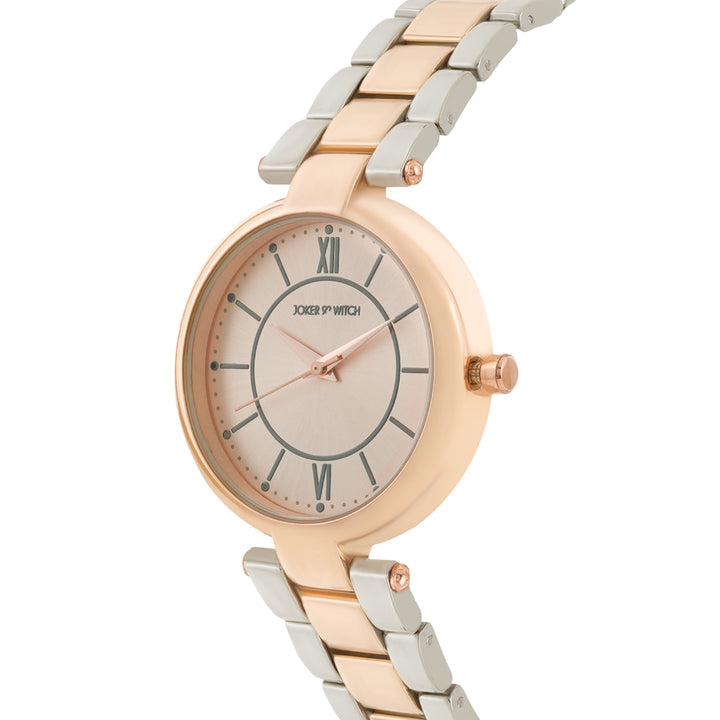 Milan Rose Gold Medium Dial Dual Tone Linked Chain Strap Women's Watch