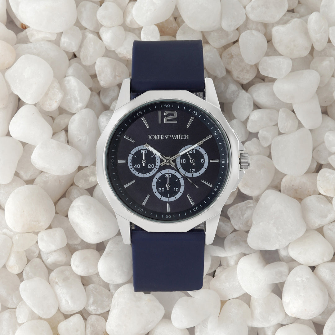 Spyder Blue Large Hexagon Dial Silicone Strap Men's Watch