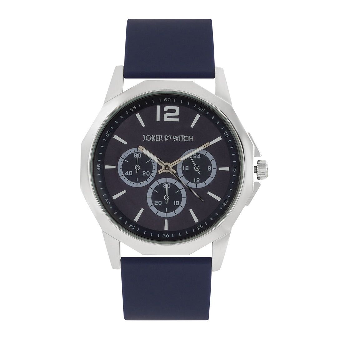 Spyder Blue Large Hexagon Dial Silicone Strap Men's Watch