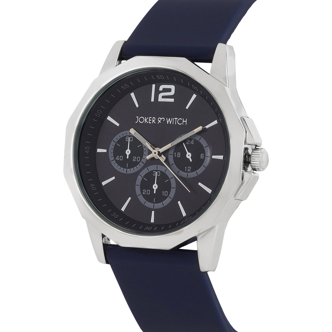 Spyder Blue Large Hexagon Dial Silicone Strap Men's Watch