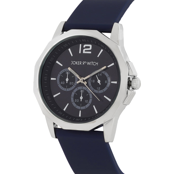 Spyder Blue Large Hexagon Dial Silicone Strap Men's Watch