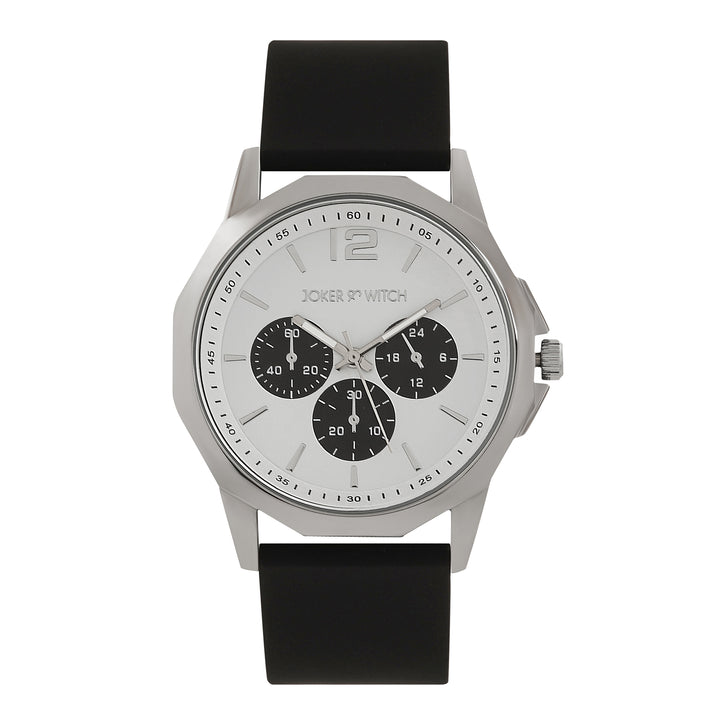 Spyder White Large Hexagon Dial Black Silicone Strap Men's Watch