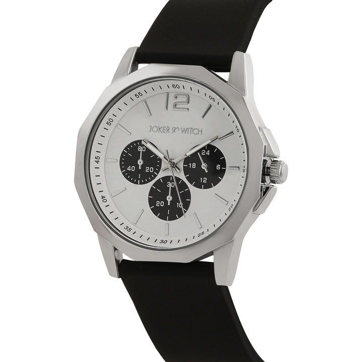 Spyder White Large Hexagon Dial Black Silicone Strap Men's Watch