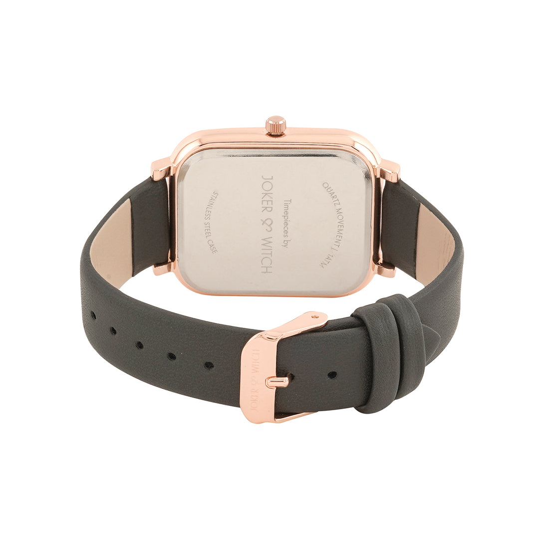 Utopia Grey Medium Rectangle Dial PU Strap Unisex Watch