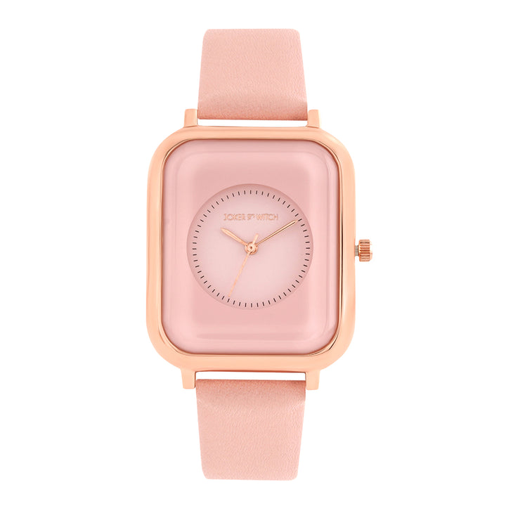 Utopia Pink Medium Rectangle Dial PU Strap Unisex Watch
