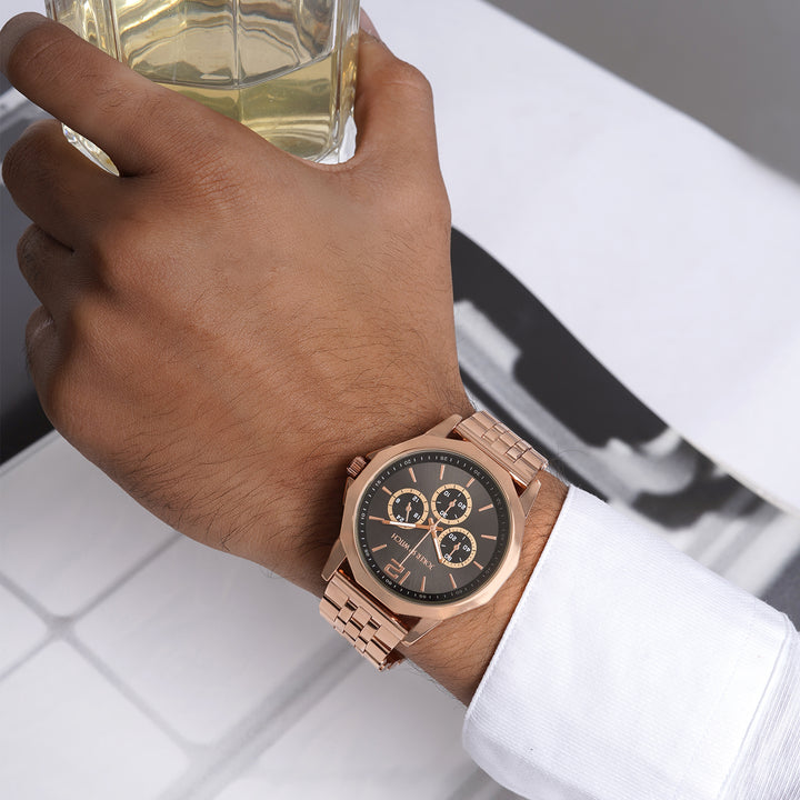 Daytona Grey Large Dial Rose Gold Linked Chain Strap Men's Watch