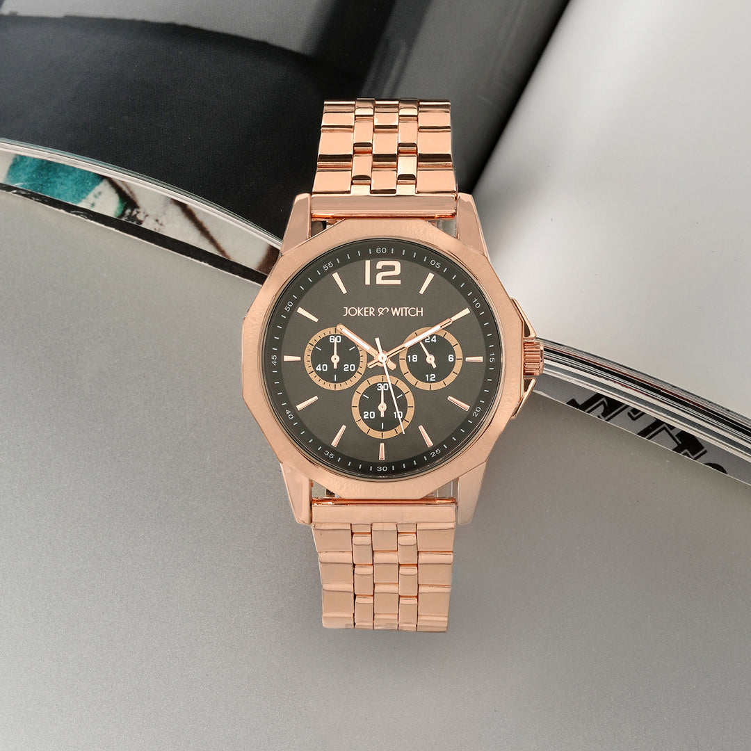 Daytona Grey Large Dial Rose Gold Linked Chain Strap Men's Watch