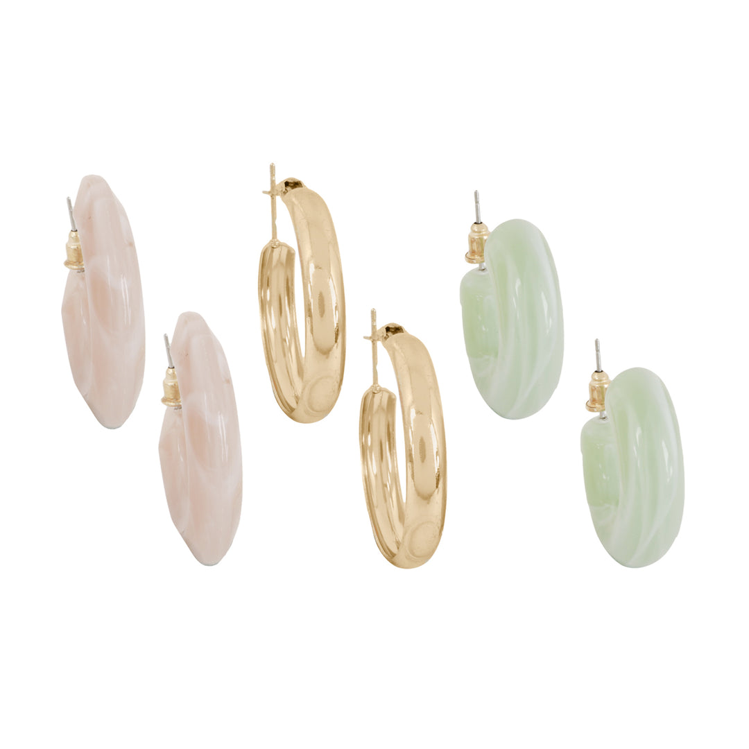 Bewitched Shine On Set of 3 Multi Color Hoop Earrings