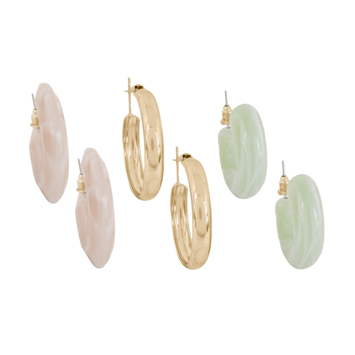 Bewitched Shine On Set of 3 Multi Color Hoop Earrings