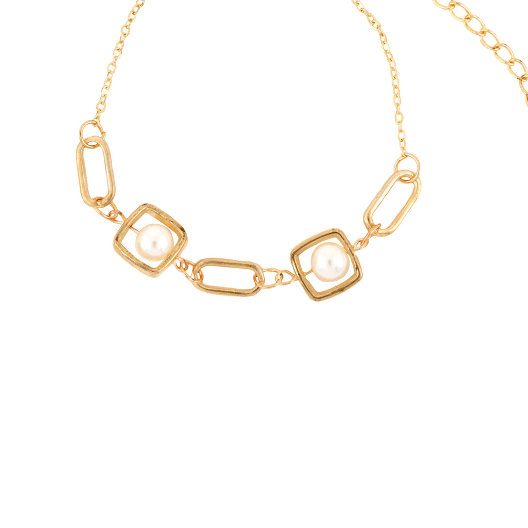 Bewitched Golden Pearl Linked Bracelet