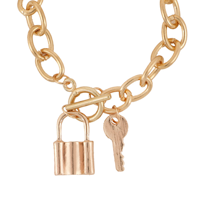 Bewitched Smitten Lock & Key Gold  Bracelet