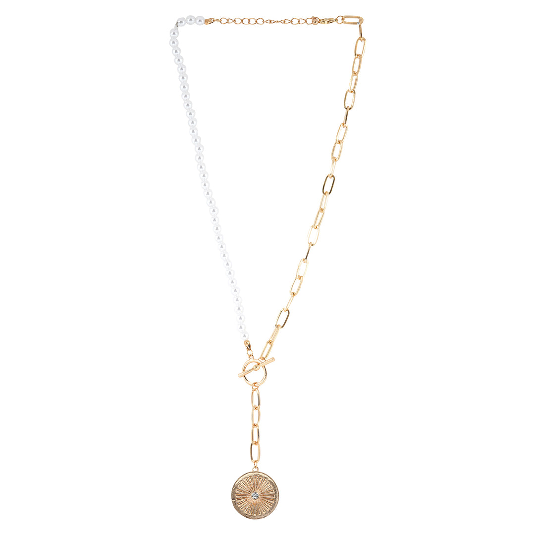 Bewitched Netta Pearl And Chainlink Drop Down Necklace