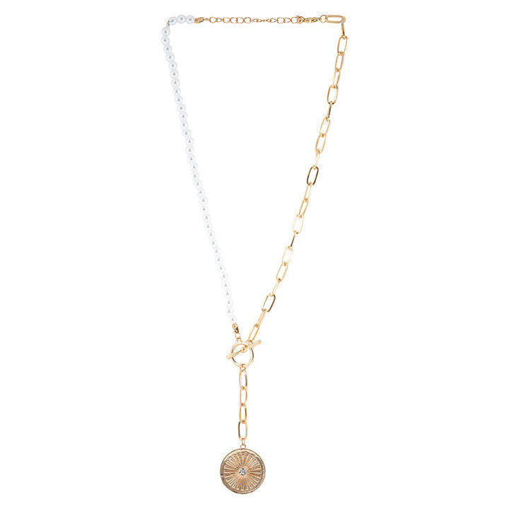 Bewitched Netta Pearl And Chainlink Drop Down Necklace