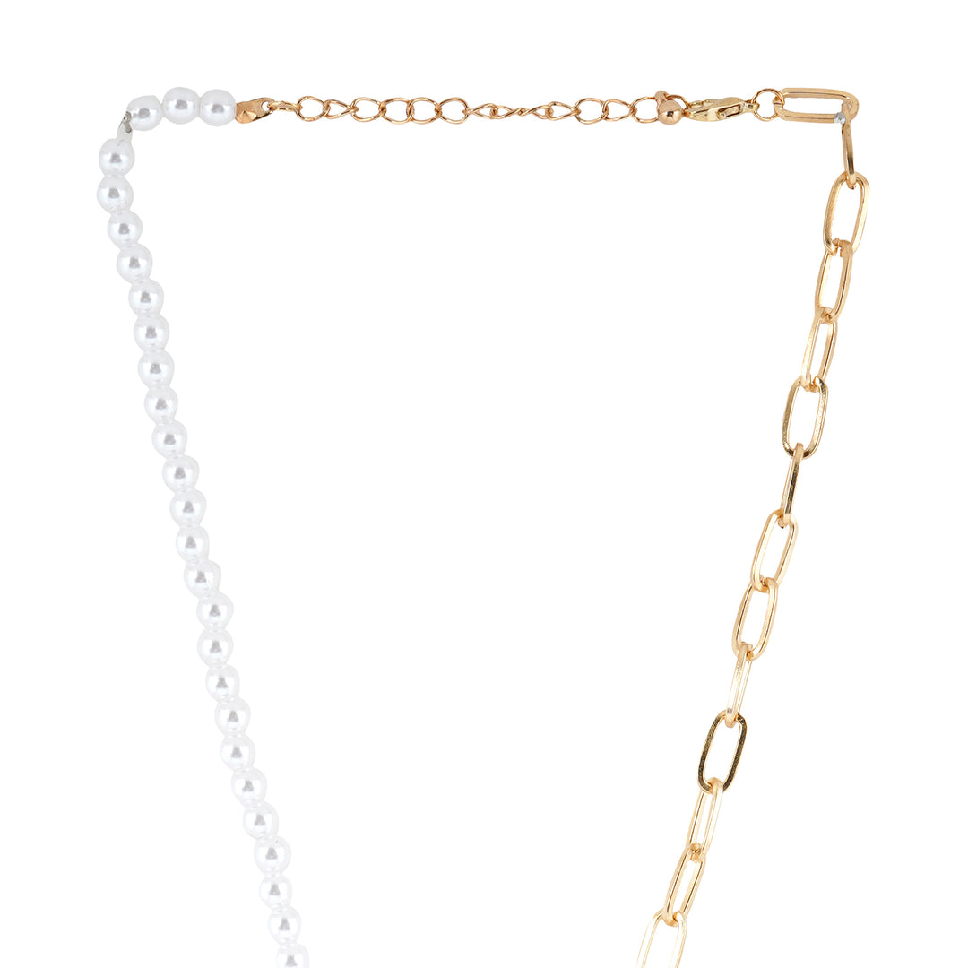 Bewitched Netta Pearl And Chainlink Drop Down Necklace
