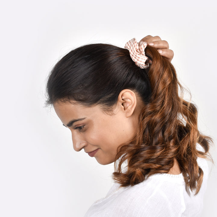 Bewitched Lavie Pink Plaid Scrunchie