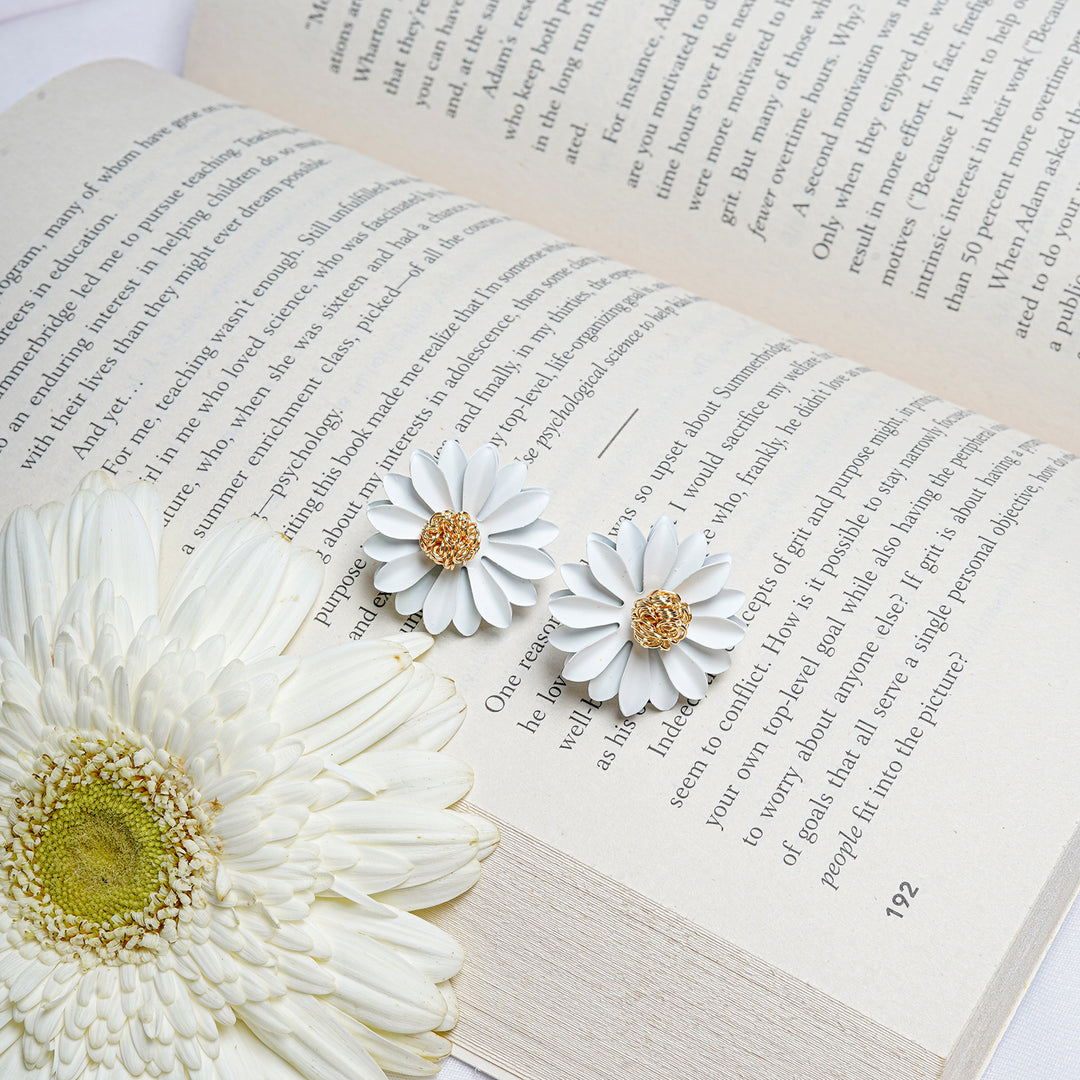 Bewitched Classic Solid White Floral Earring