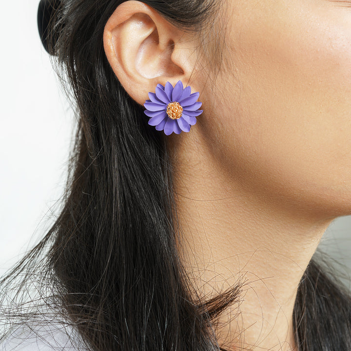 Bewitched Classic Solid Purple Floral Earring