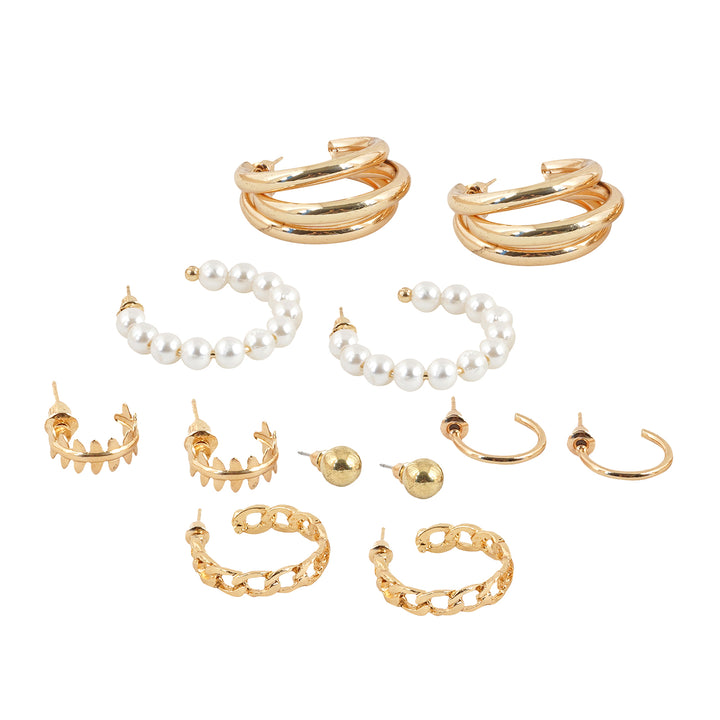 Bewitched Poe Gold And Pearl Earring Set