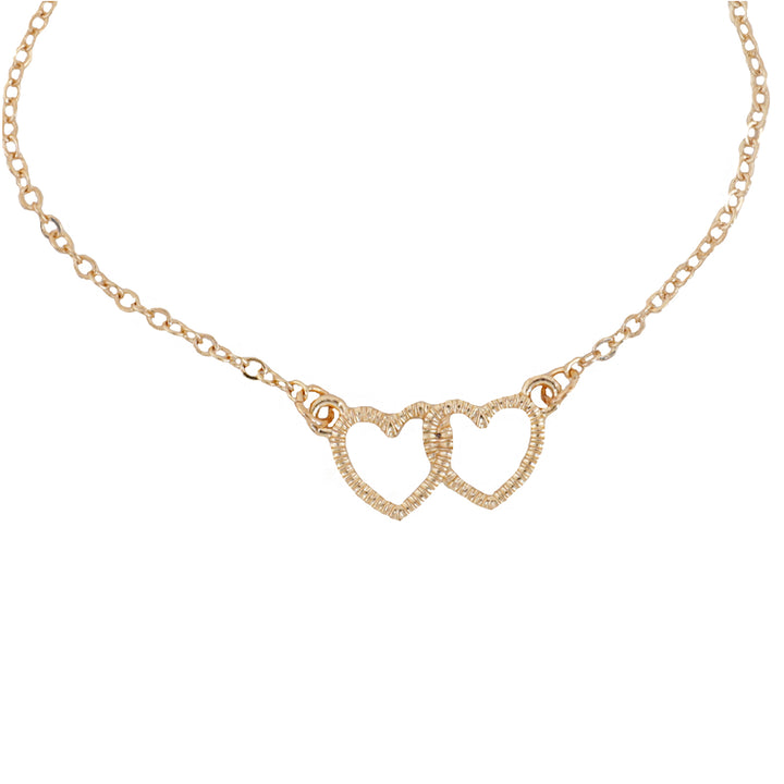 Bewitched Double Heart Gold Linked Bracelet