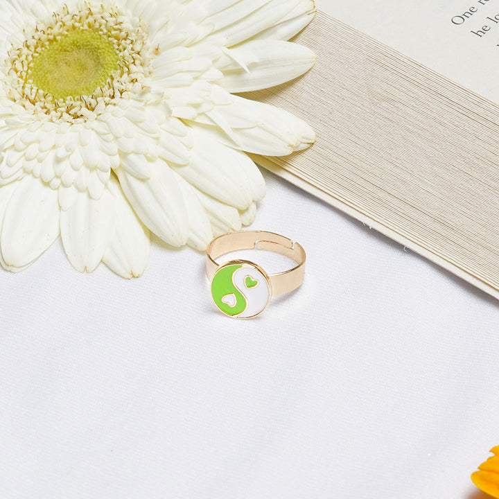 Bewitched Yin Yang Green And White Ring