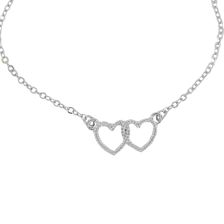 Bewitched Double Heart  Silver Linked Bracelet