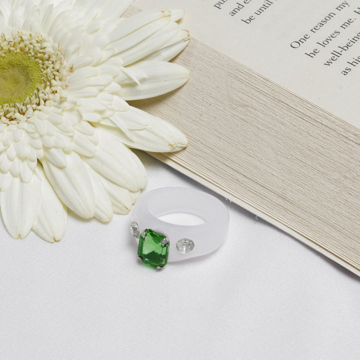 Bewitched Mel Rhinestone White Ring