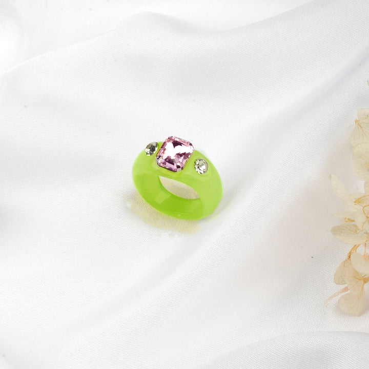 Bewitched Mel Rhinestone Green Ring