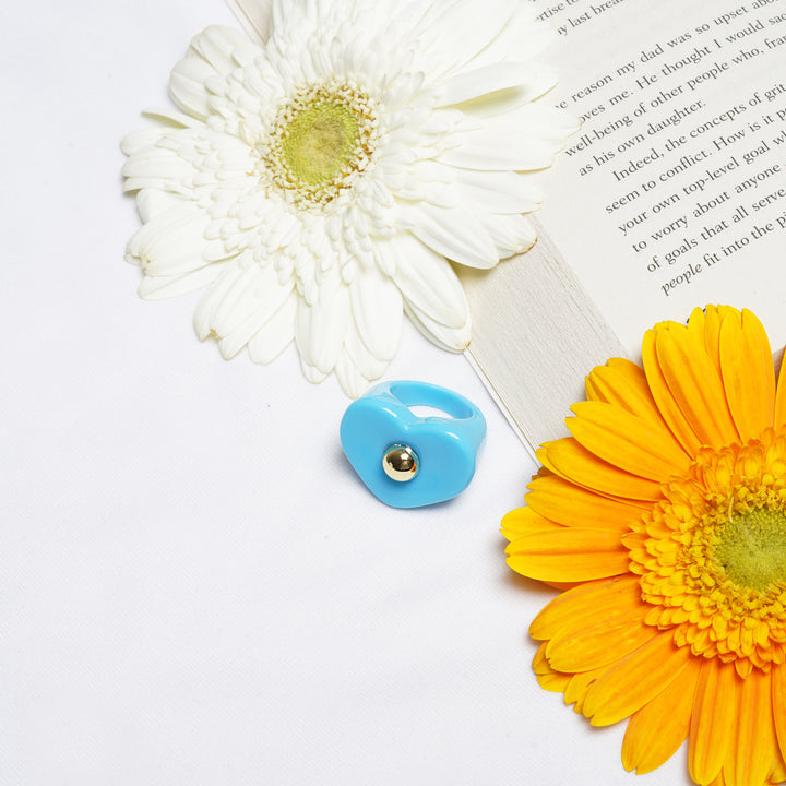 Bewitched Peppa Blue Heart Signet Ring