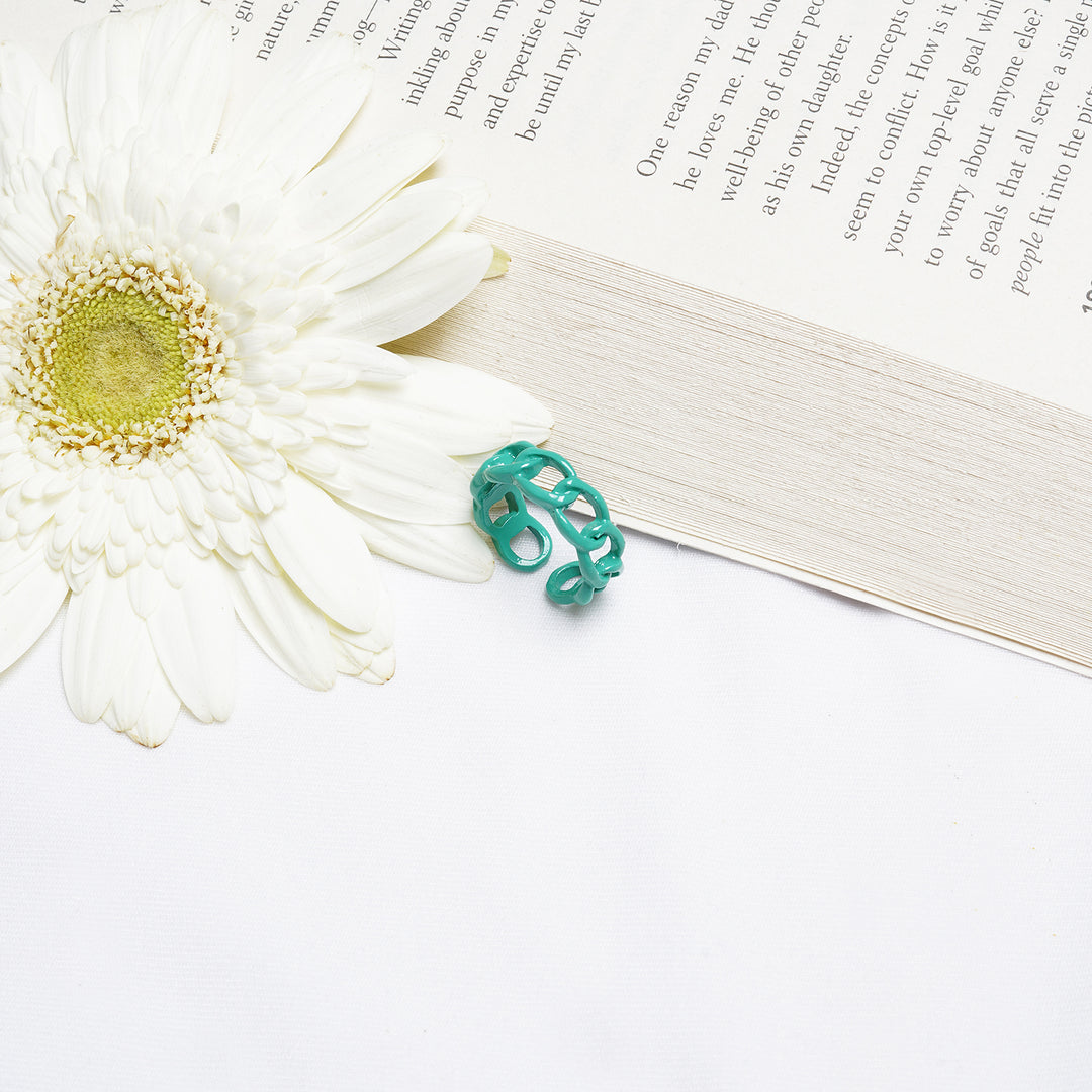 Bewitched Salsa Teal Chainlink Ring