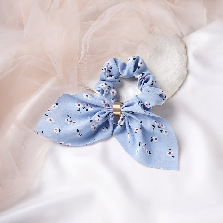 Bewitched Pretty Floral Light Blue Scrunchie