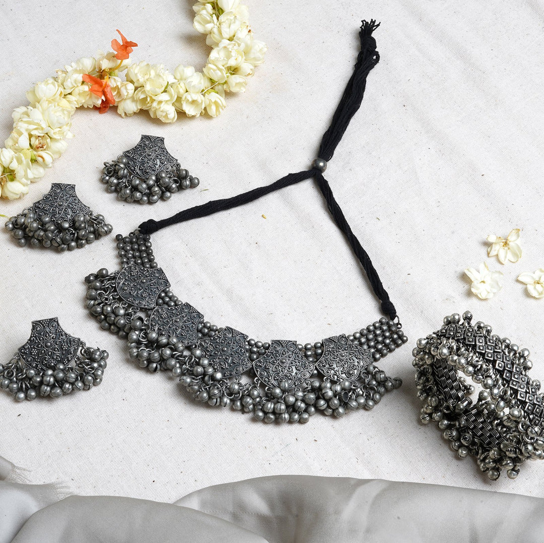 Teejh Shipra Silver Oxidised Jewelry Gift Set