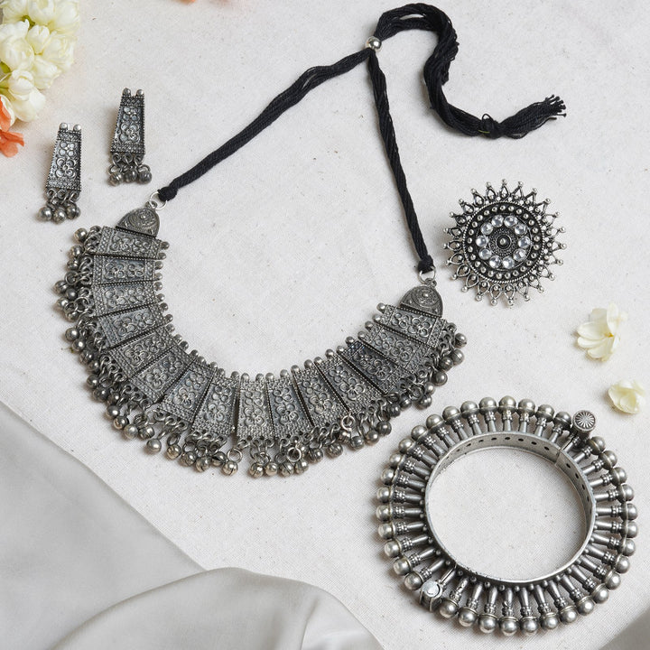 Teejh Hita Silver Oxidised Jewelry Gift Set
