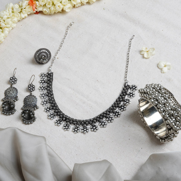 Teejh Toshika Silver Oxidised Jewelry Gift Set