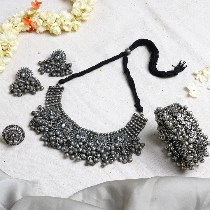 Teejh  Rai Silver Oxidised Jewelry Gift Set
