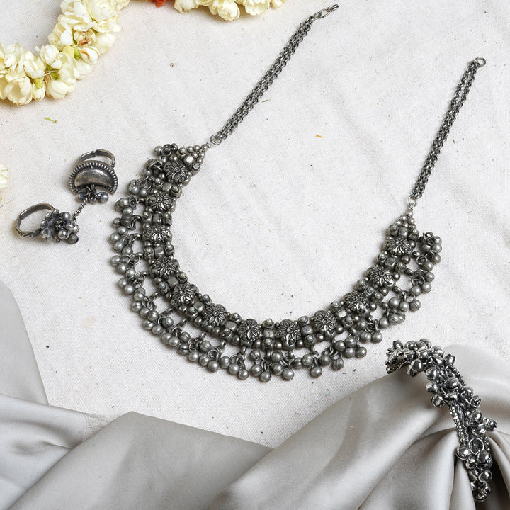 Teejh Girishma Silver Oxidised Jewelry Gift Set