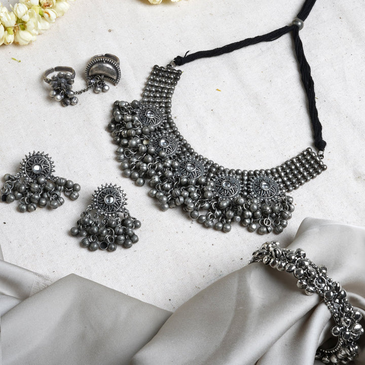Teejh Kalya Silver Oxidised Jewelry Gift Set