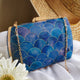 Cerulean Ocean Waves Blue Printed Clutch