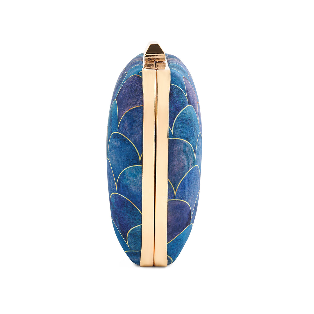 Cerulean Ocean Waves Blue Printed Clutch