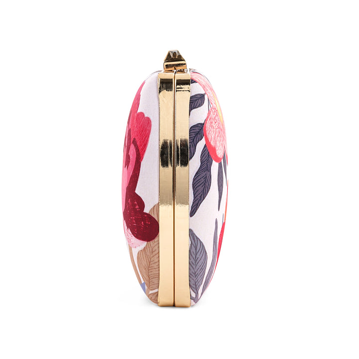 Blooming Coral Cream And Pink Printed Clutch