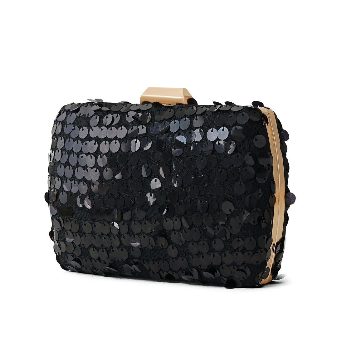 Luana Black Sequin Clutch