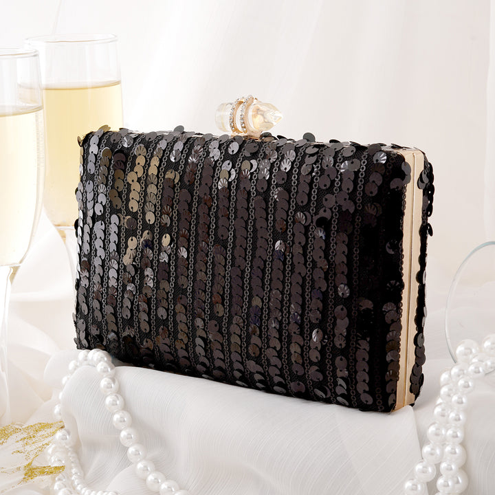 Cielo Black Sequin Clutch