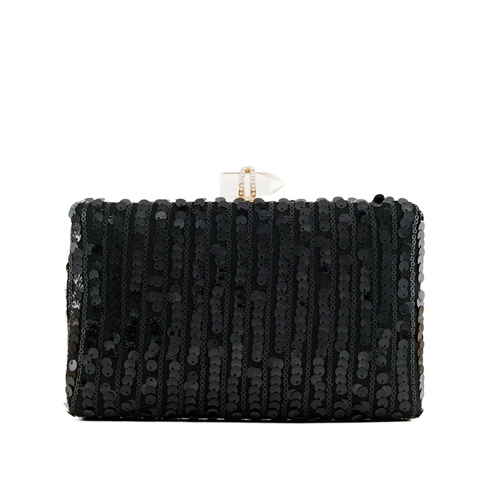Cielo Black Sequin Clutch